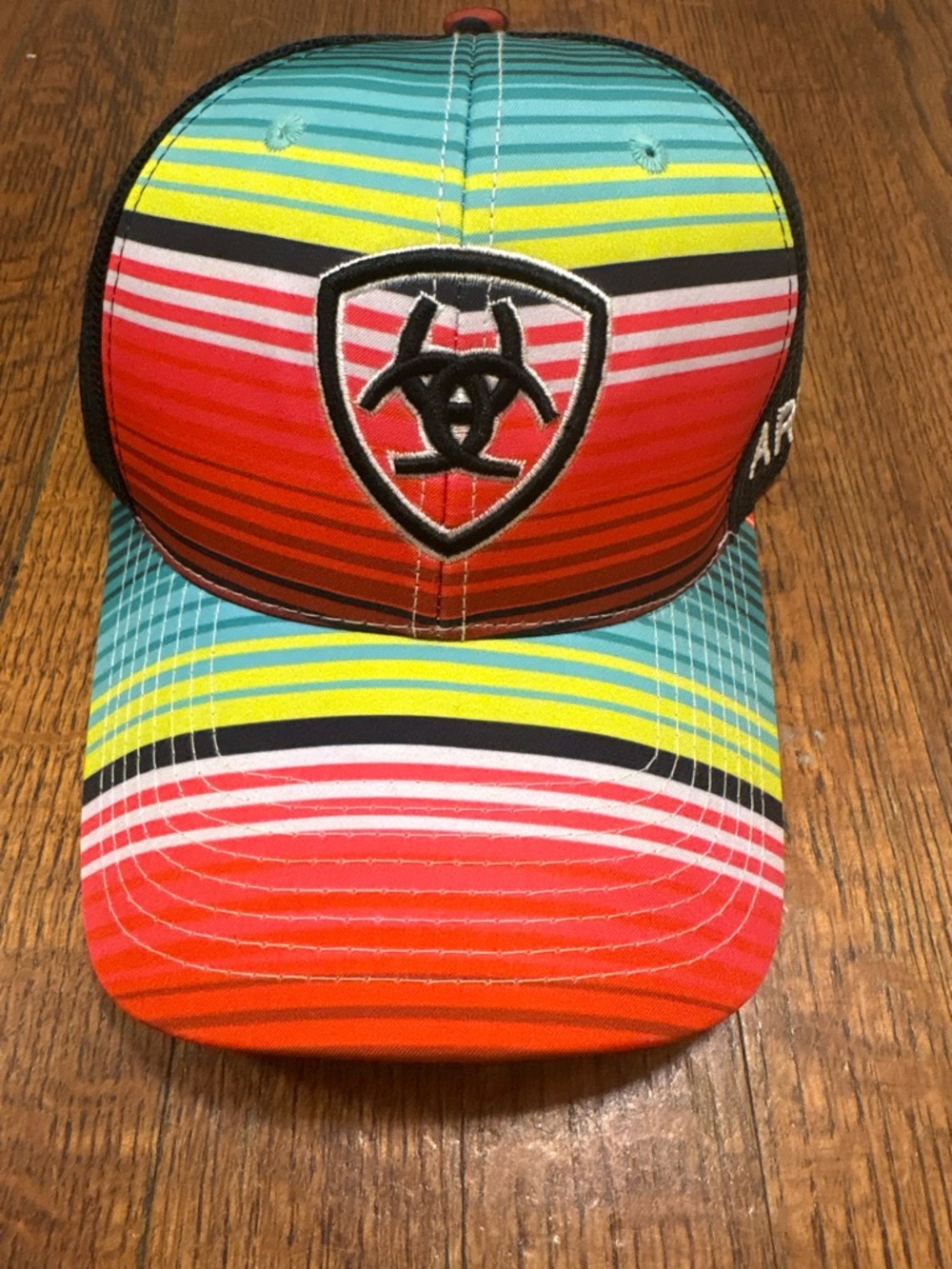 Ariat Adult Neon Stripe Baseball Hat in Red, Teal, Yellow & Pink
